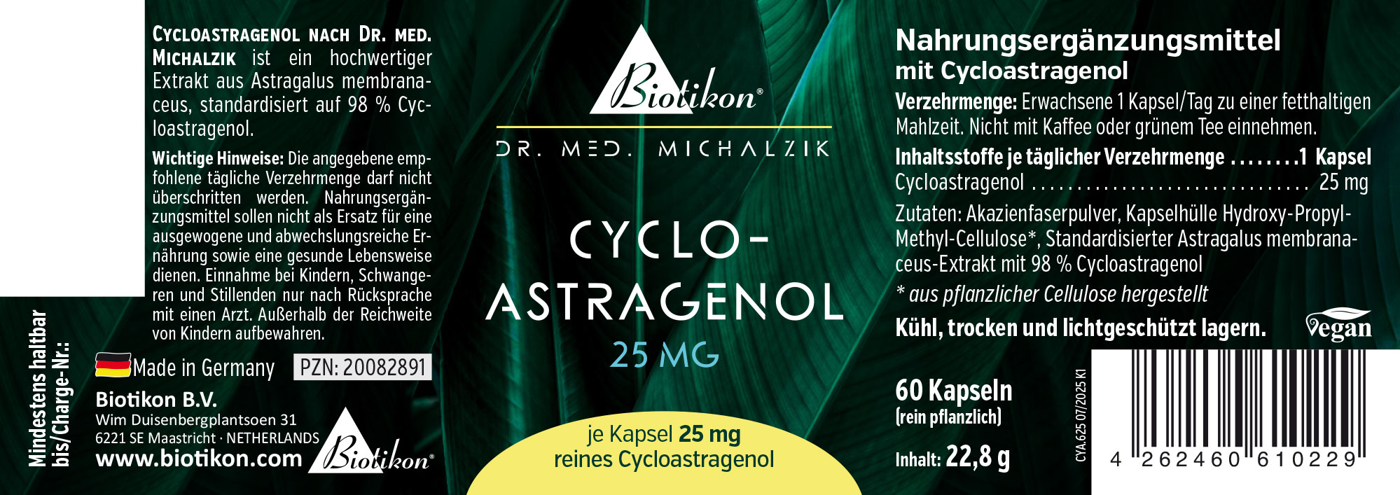Cycloastragenol 25 mg, 60 capsules