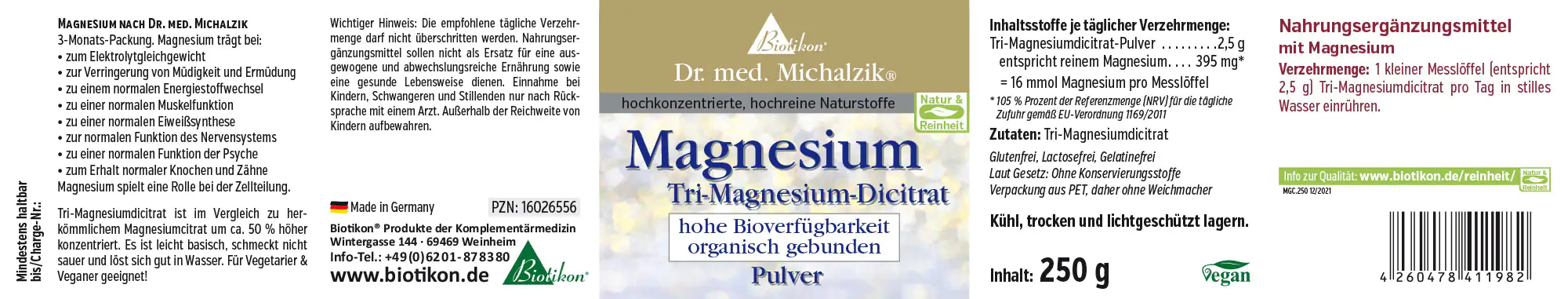 Magnesium Tri-Magnesium-Dicitrat Pulver