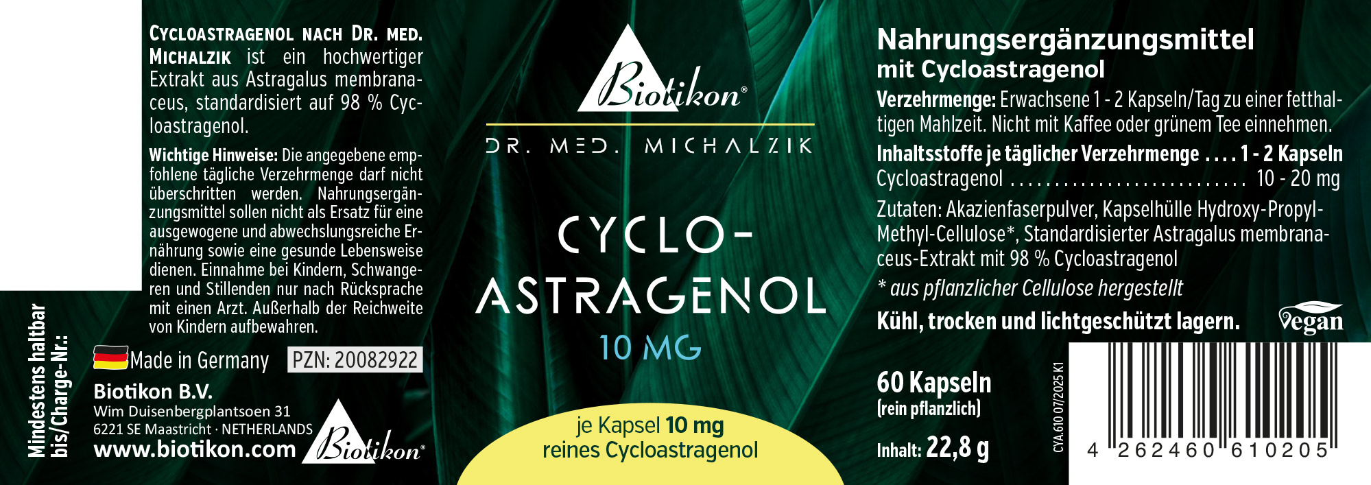 Cycloastragenol 10 mg, 60 capsules