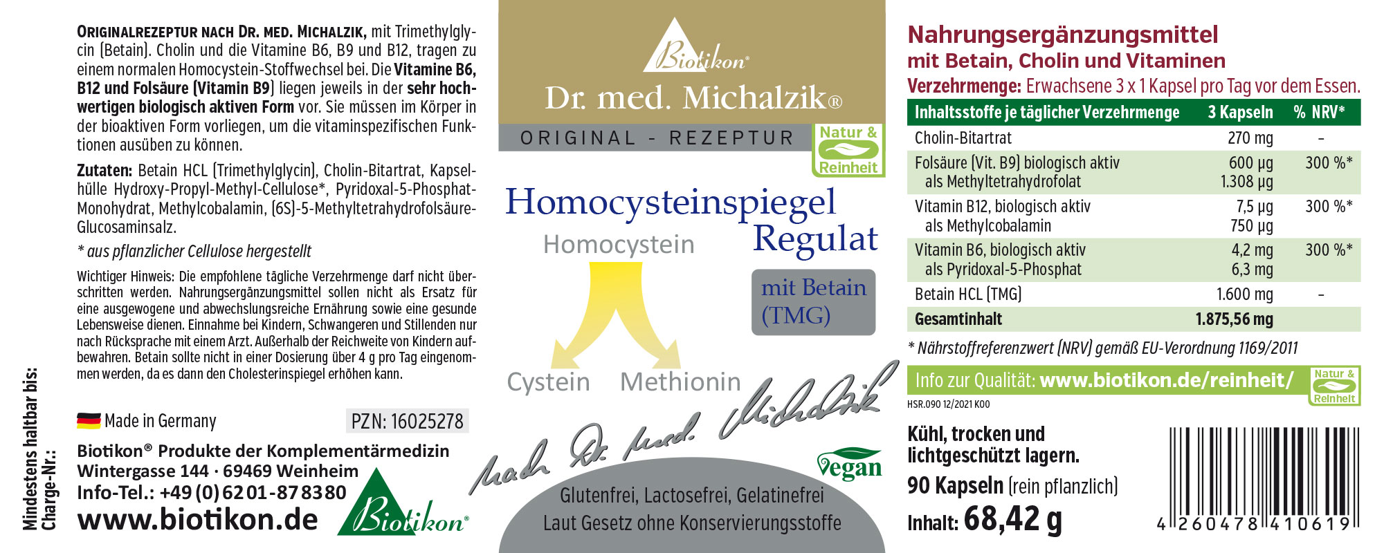 Homocysteinspiegel Regulat